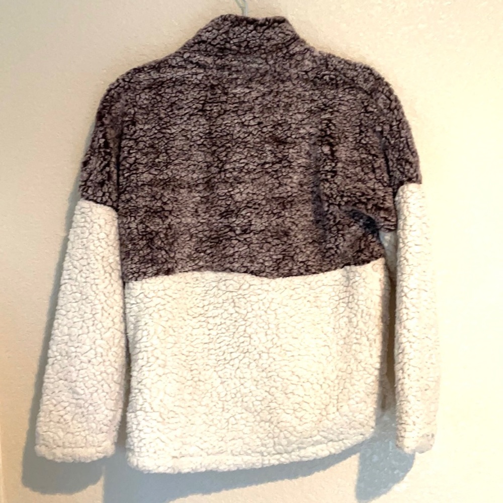 Elodie Teddy Half Zip Pullover Two Toned Purple and Cream Size Xsmall EUC - Picture 3 of 10